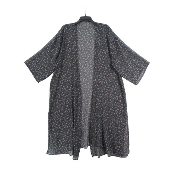 Vintage Floral Kimono Cardigan  Size - L  Semi-Sheer Lightweight Cover-Up - Picture 1 of 8